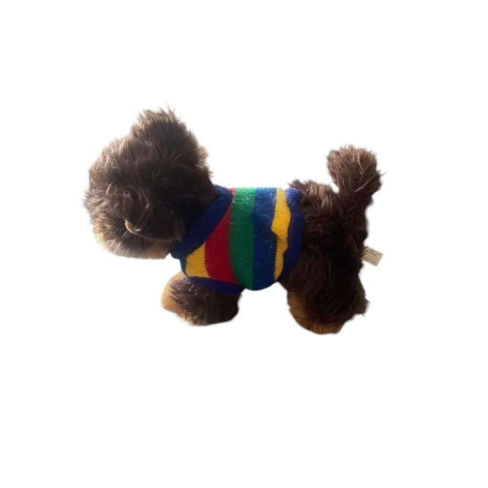 Dan Dee Kids Brown Multi Color Striped Sweater Dog Plush Toy